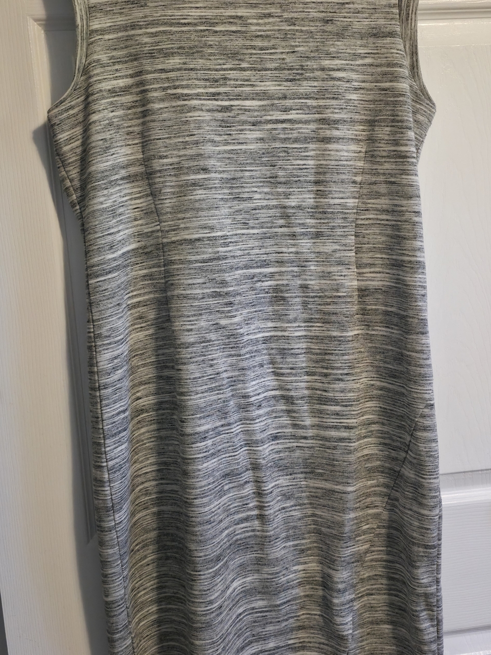 4/$67 Deal! Sleeveless Gray and White Striped Midi Dress
